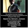 Samuel L Jackson certificate of authenticity from the autograph bank