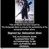 Sebastian Stan certificate of authenticity from the autograph bank