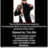 The Miz certificate of authenticity from the autograph bank