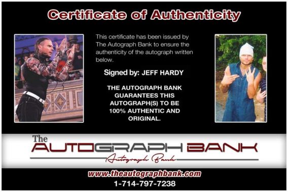 Jeff Hardy authentic signed WWE wrestling 8x10 photo W/Cert Autographed 10 Certificate of Authenticity from The Autograph Bank