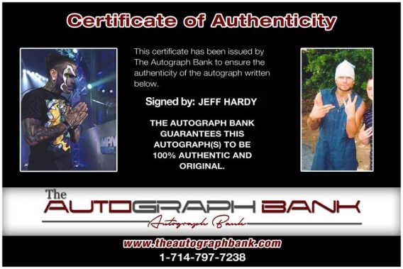 Jeff Hardy authentic signed WWE wrestling 8x10 photo W/Cert Autographed 12 Certificate of Authenticity from The Autograph Bank