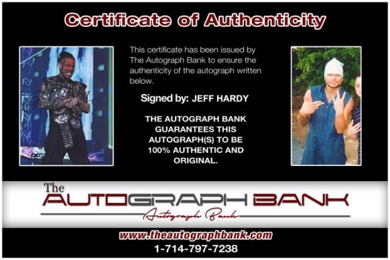Jeff Hardy authentic signed WWE wrestling 8x10 photo W/Cert Autographed 13 Certificate of Authenticity from The Autograph Bank