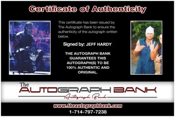 Jeff Hardy authentic signed WWE wrestling 8x10 photo W/Cert Autographed 15 Certificate of Authenticity from The Autograph Bank