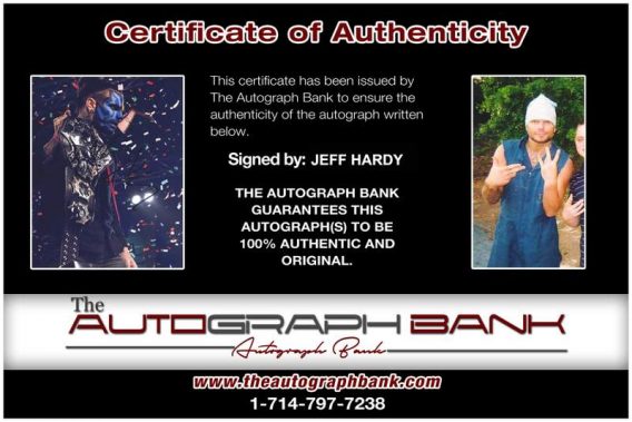 Jeff Hardy authentic signed WWE wrestling 8x10 photo W/Cert Autographed 17 Certificate of Authenticity from The Autograph Bank