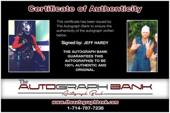 Jeff Hardy authentic signed WWE wrestling 8x10 photo W/Cert Autographed 18 Certificate of Authenticity from The Autograph Bank