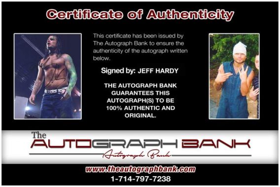 Jeff Hardy authentic signed WWE wrestling 8x10 photo W/Cert Autographed 19 Certificate of Authenticity from The Autograph Bank