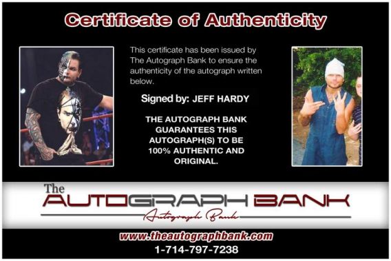 Jeff Hardy authentic signed WWE wrestling 8x10 photo W/Cert Autographed 42 Certificate of Authenticity from The Autograph Bank