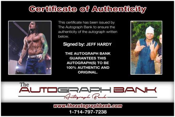 Jeff Hardy authentic signed WWE wrestling 8x10 photo W/Cert Autographed 45 Certificate of Authenticity from The Autograph Bank
