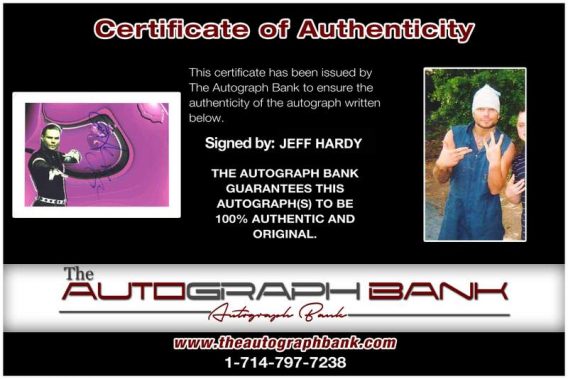 Jeff Hardy authentic signed WWE wrestling 8x10 photo W/Cert Autographed 46 Certificate of Authenticity from The Autograph Bank