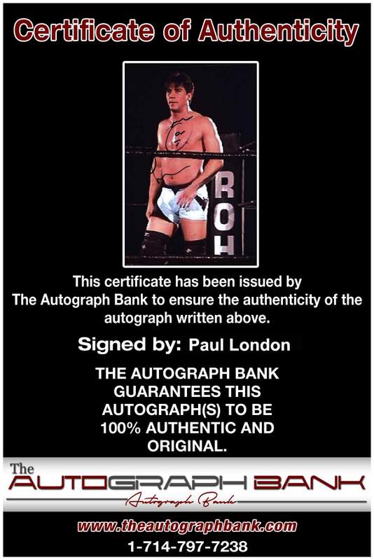 Paul London authentic signed WWE wrestling 8x10 photo W/Cert Autographed 03 Certificate of Authenticity from The Autograph Bank