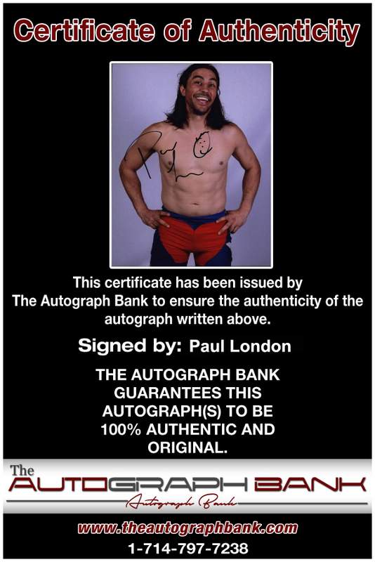 Paul London authentic signed WWE wrestling 8x10 photo W/Cert Autographed 04 Certificate of Authenticity from The Autograph Bank