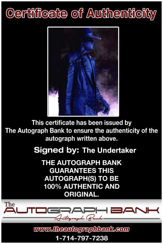 The Undertaker authentic signed WWE wrestling 8x10 photo W/Cert Autographed 01 Certificate of Authenticity from The Autograph Bank