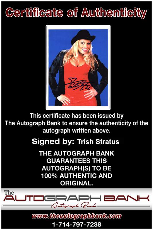 Trish Stratus authentic signed WWE wrestling 8x10 photo W/Cert Autographed 01 Certificate of Authenticity from The Autograph Bank