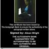 Alison Wright Certificate of Authenticity from The Autograph Bank