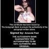 Amanda Peet Certificate of Authenticity from The Autograph Bank