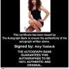 Amy Yasbeck Certificate of Authenticity from The Autograph Bank