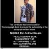 Andrew Keegan Certificate of Authenticity from The Autograph Bank