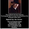Ben Daniels Certificate of Authenticity from The Autograph Bank