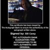 Bill Camp Certificate of Authenticity from The Autograph Bank