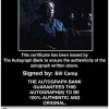 Bill Camp Certificate of Authenticity from The Autograph Bank
