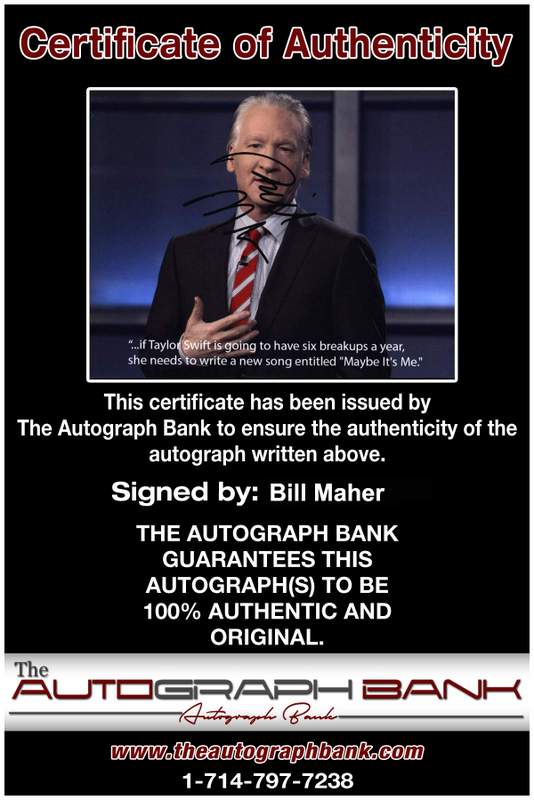 Bill Maher Certificate of Authenticity from The Autograph Bank