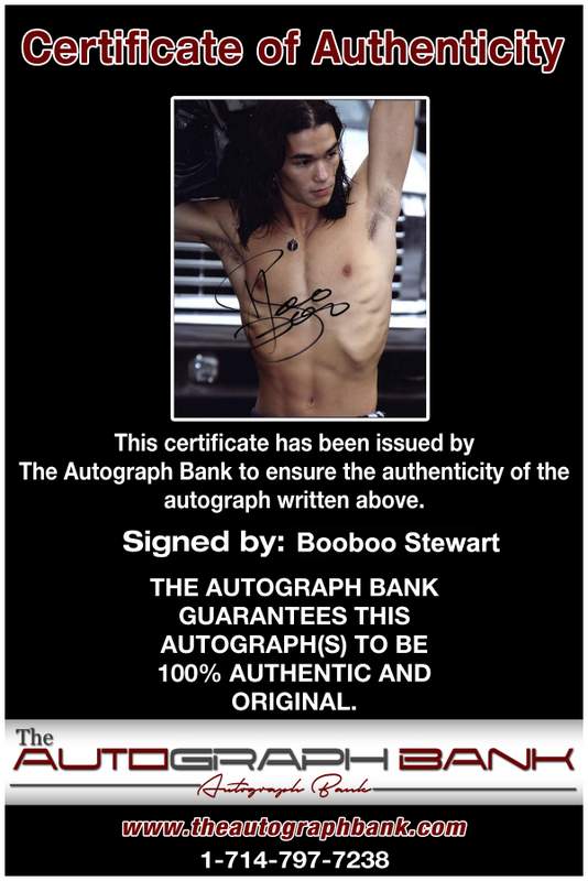 Booboo Stewart Certificate of Authenticity from The Autograph Bank