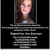 Brec Bassinger Certificate of Authenticity from The Autograph Bank