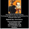 Chris Savino Certificate of Authenticity from The Autograph Bank