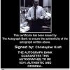 Christopher Kraft Certificate of Authenticity from The Autograph Bank