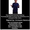 Christopher Masterson Certificate of Authenticity from The Autograph Bank
