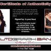 Crystal Reed Certificate of Authenticity from The Autograph Bank