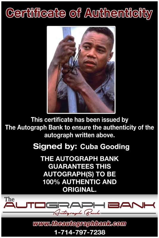Cuba Gooding Certificate of Authenticity from The Autograph Bank
