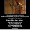 Dash Mihok Certificate of Authenticity from The Autograph Bank