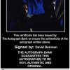 David Denman Certificate of Authenticity from The Autograph Bank