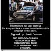 David Denman Certificate of Authenticity from The Autograph Bank
