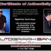 David Zayas Certificate of Authenticity from The Autograph Bank
