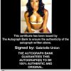 Gabrielle Union Certificate of Authenticity from The Autograph Bank