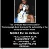 Gia Mantegna Certificate of Authenticity from The Autograph Bank