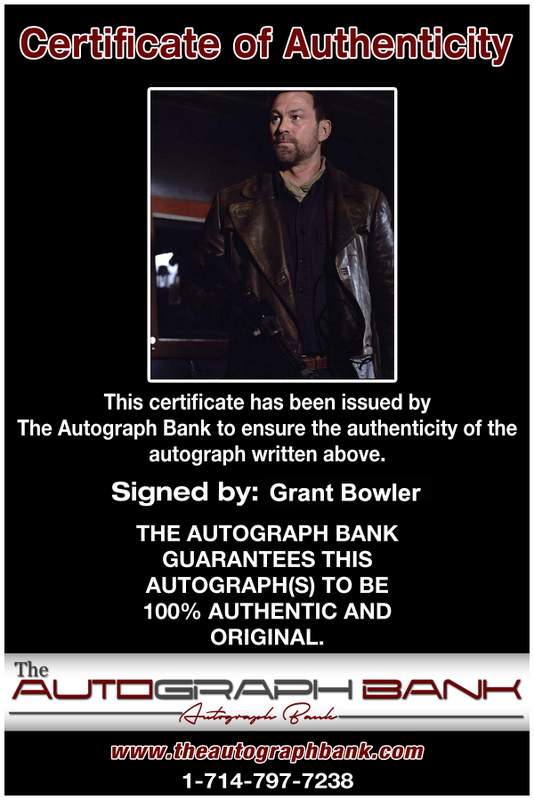 Grant Bowler Certificate of Authenticity from The Autograph Bank