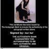 Hari Nef Certificate of Authenticity from The Autograph Bank
