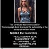 Hunter King Certificate of Authenticity from The Autograph Bank