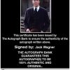 Jack Wagner Certificate of Authenticity from The Autograph Bank