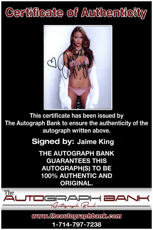 Jaime King Certificate of Authenticity from The Autograph Bank