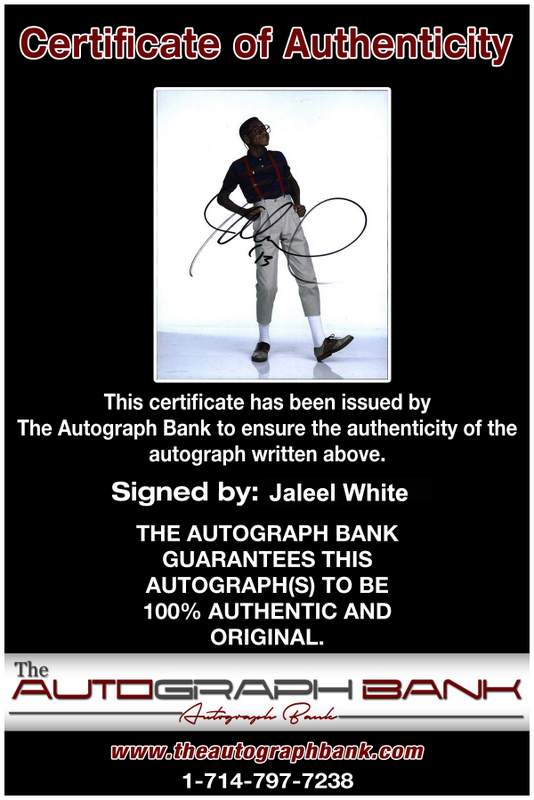 Jaleel White Certificate of Authenticity from The Autograph Bank