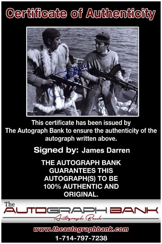 James Darren Certificate of Authenticity from The Autograph Bank