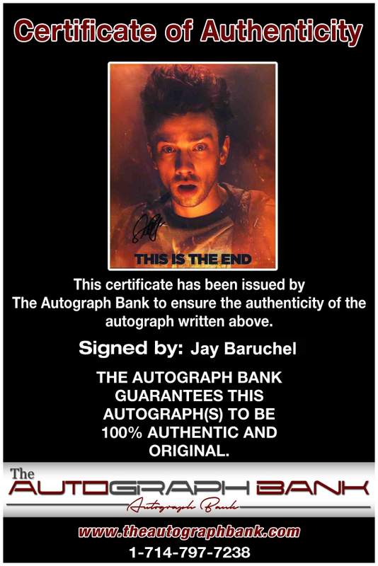 Jay Baruchel Certificate of Authenticity from The Autograph Bank