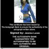 Jessica Lucas Certificate of Authenticity from The Autograph Bank