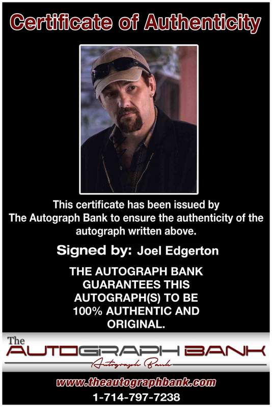 Joel Edgerton Certificate of Authenticity from The Autograph Bank
