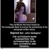 John Gallagher Certificate of Authenticity from The Autograph Bank