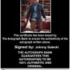 Johnny Galecki Certificate of Authenticity from The Autograph Bank